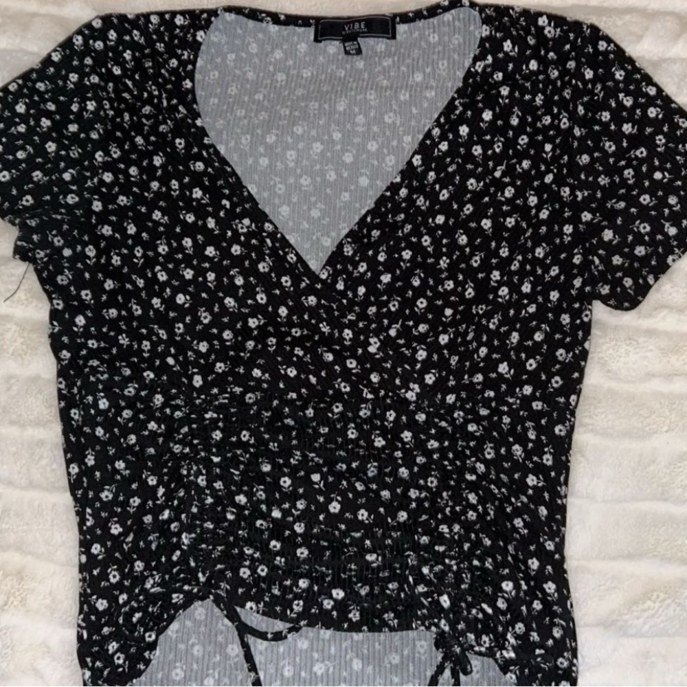 Black Floral Women's Top